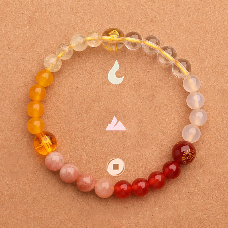 Five Elements Various Agate Crystal Green Strawberry Quartz Sun Stone Wealth Bracelet - Image 26