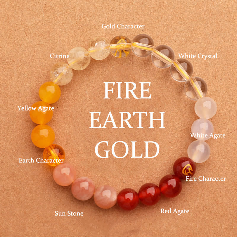 Five Elements Various Agate Crystal Green Strawberry Quartz Sun Stone Wealth Bracelet - Image 27