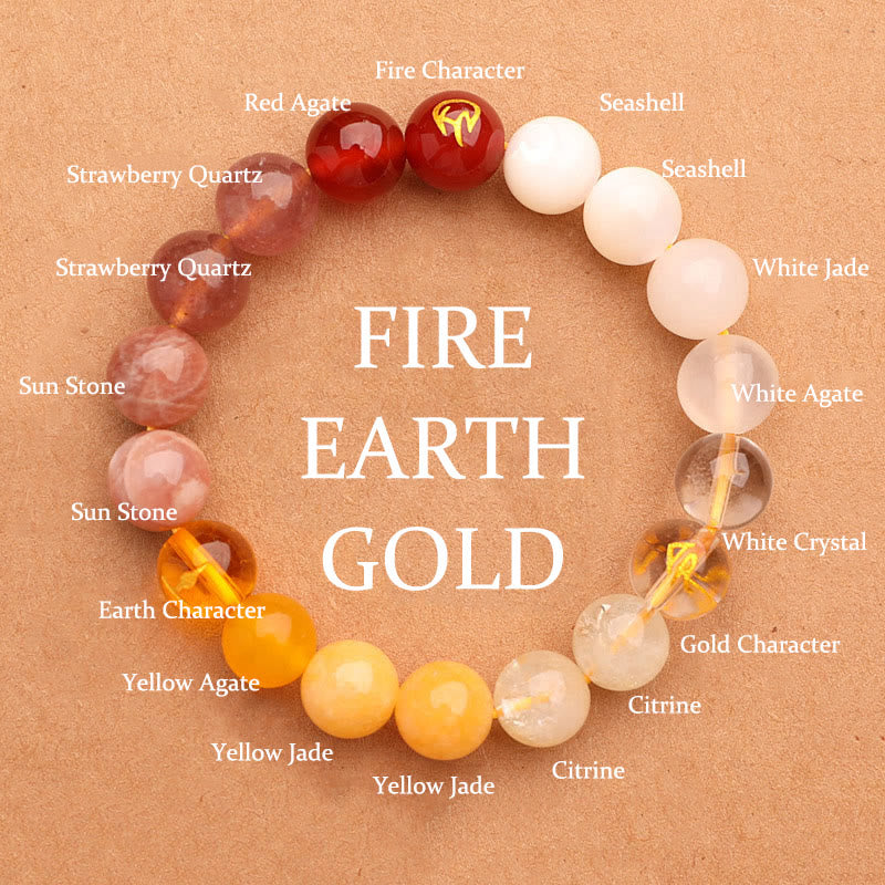 Five Elements Various Agate Crystal Green Strawberry Quartz Sun Stone Wealth Bracelet - Image 29