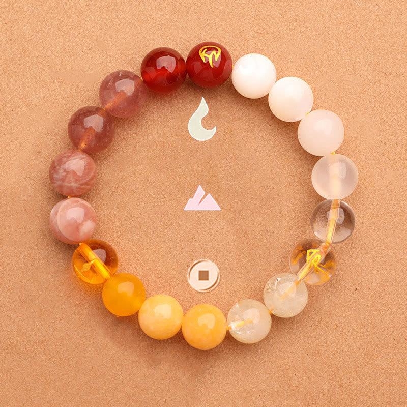 Five Elements Various Agate Crystal Green Strawberry Quartz Sun Stone Wealth Bracelet - Image 30