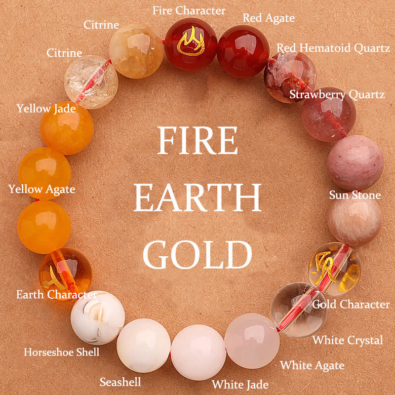 Five Elements Various Agate Crystal Green Strawberry Quartz Sun Stone Wealth Bracelet - Image 31