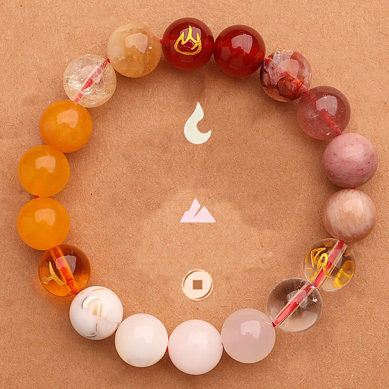 Five Elements Various Agate Crystal Green Strawberry Quartz Sun Stone Wealth Bracelet - Image 32