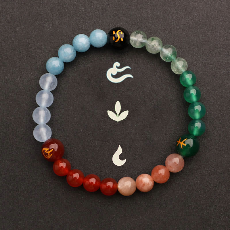 Five Elements Various Agate Crystal Green Strawberry Quartz Sun Stone Wealth Bracelet - Image 36