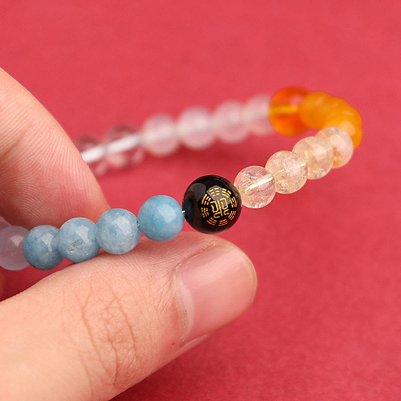 Five Elements Various Agate Crystal Green Strawberry Quartz Sun Stone Wealth Bracelet - Image 46