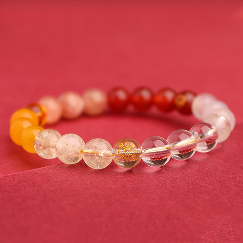 Five Elements Various Agate Crystal Green Strawberry Quartz Sun Stone Wealth Bracelet - Image 33