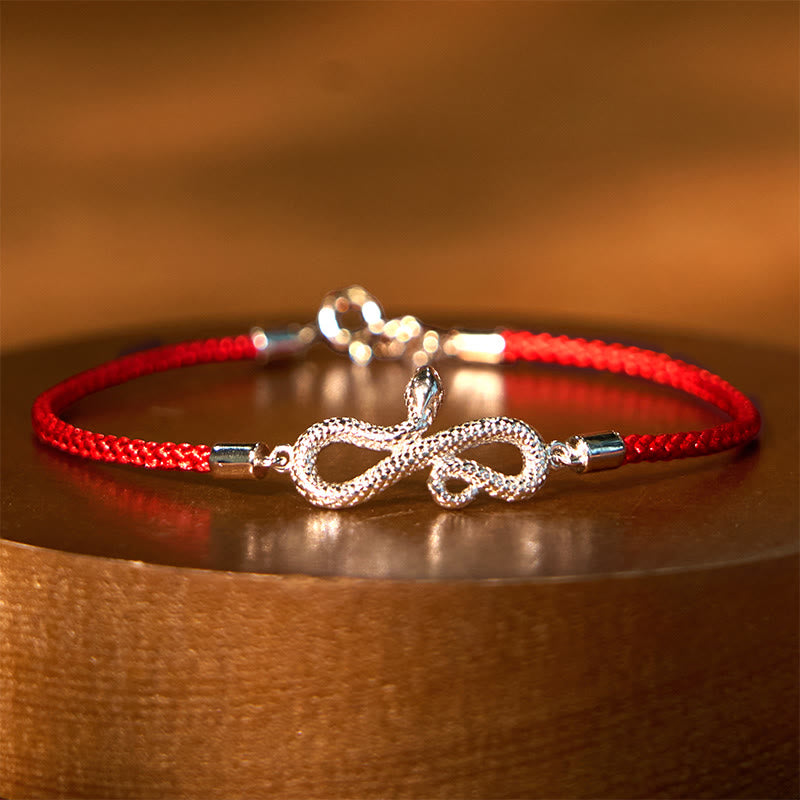 999 Sterling Silver Year Of Snake Red String Protection Braided Bracelet