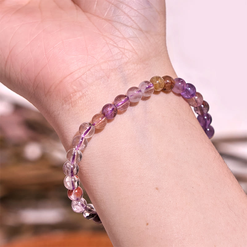 Natural Purple Phantom Love Wisdom Bracelet - Image 2