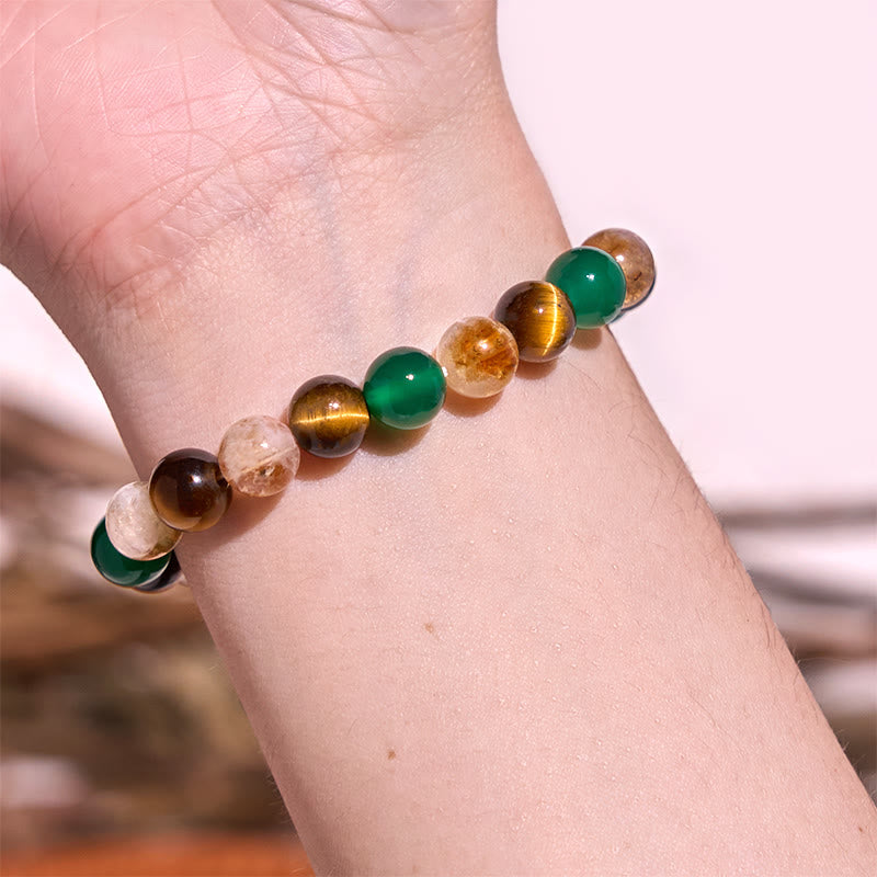 Natural Tiger Eye Green Agate Citrine Mix And Match Beads Protection Bracelet - Image 5