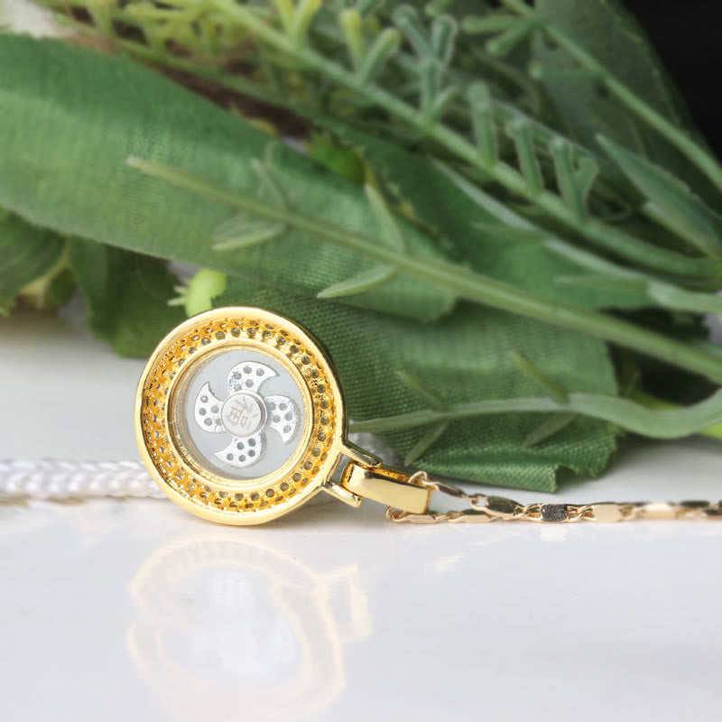 Gold plated Copper Brass Rotatable Windmill Fu Balance Necklace Pendant - Image 13