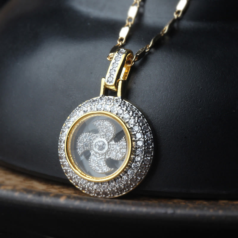 Gold plated Copper Brass Rotatable Windmill Fu Balance Necklace Pendant - Image 9
