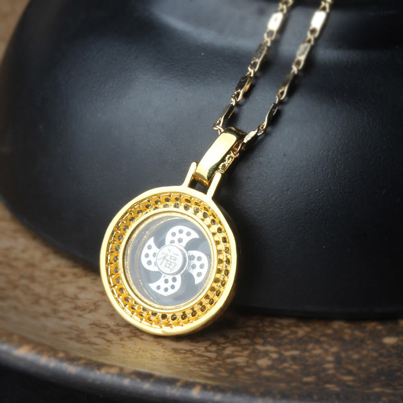 Gold plated Copper Brass Rotatable Windmill Fu Balance Necklace Pendant - Image 12