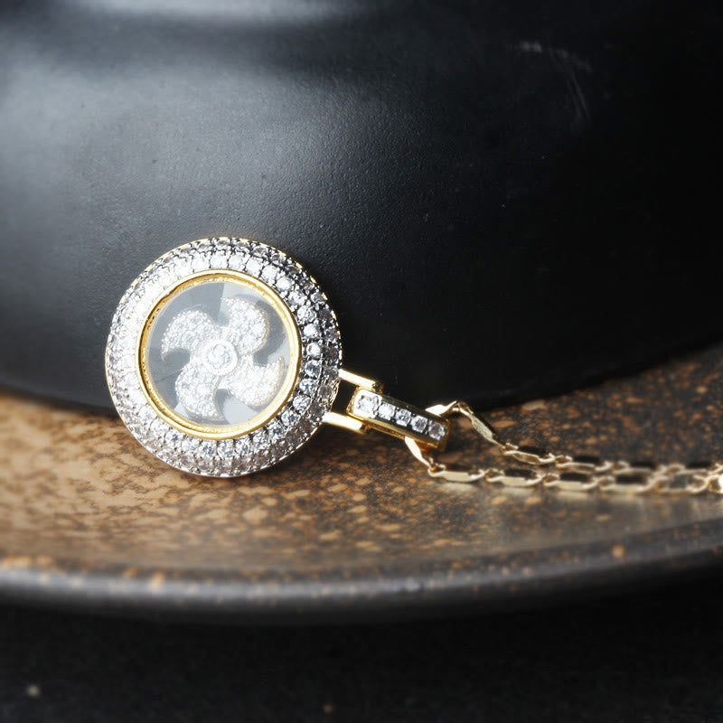 Gold plated Copper Brass Rotatable Windmill Fu Balance Necklace Pendant - Image 11