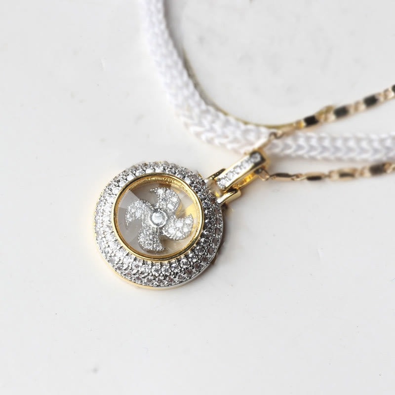 Gold plated Copper Brass Rotatable Windmill Fu Balance Necklace Pendant - Image 14