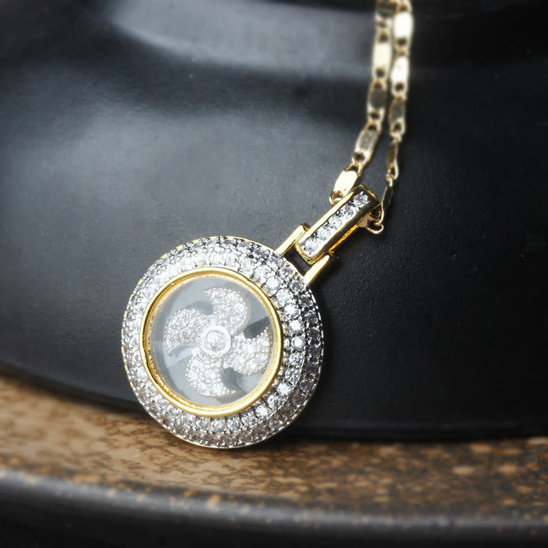 Gold plated Copper Brass Rotatable Windmill Fu Balance Necklace Pendant - Image 10