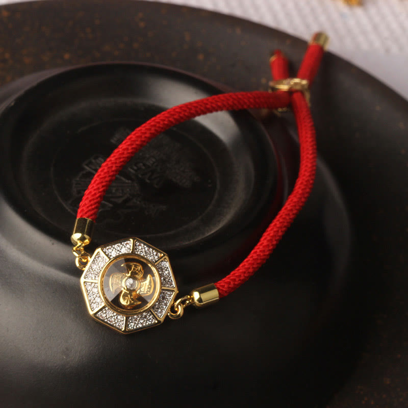 Copper Brass Rotatable Windmill Feng Sheng Shui Qi Red String Faith Braided Bracelet - Image 11