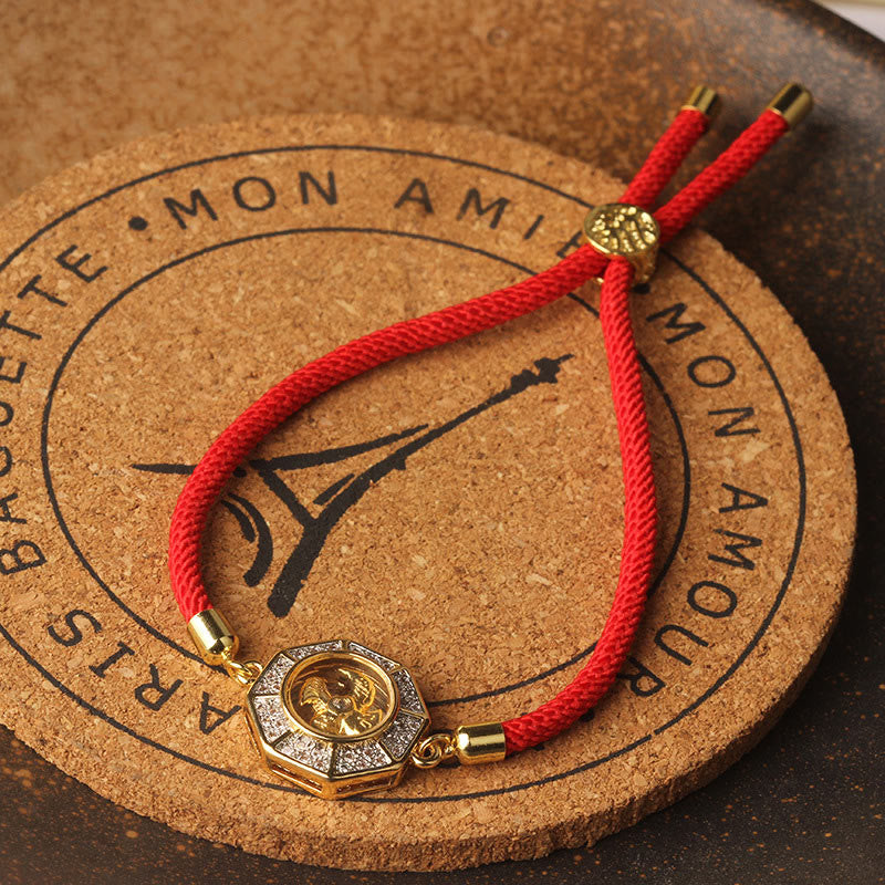 Copper Brass Rotatable Windmill Feng Sheng Shui Qi Red String Faith Braided Bracelet - Image 10