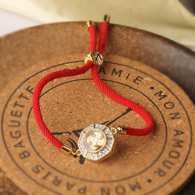 Copper Brass Rotatable Windmill Feng Sheng Shui Qi Red String Faith Braided Bracelet - Image 8