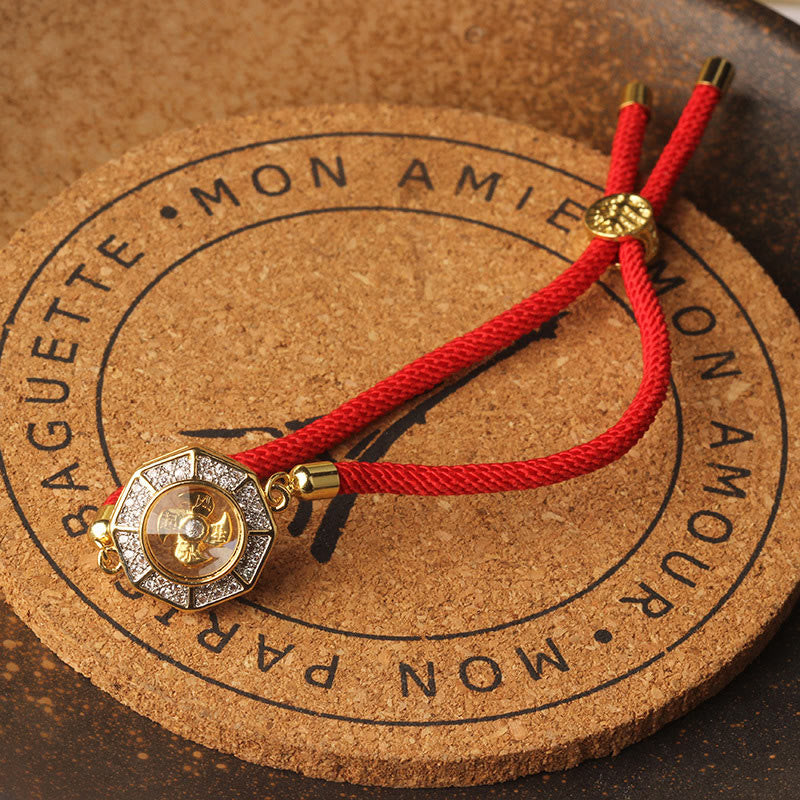 Copper Brass Rotatable Windmill Feng Sheng Shui Qi Red String Faith Braided Bracelet - Image 9