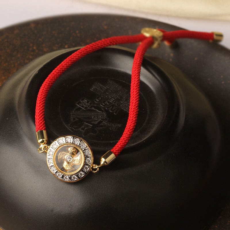 Copper Brass Feng Sheng Shui Qi Rotatable Windmill Red String Faith Braided Bracelet - Image 12