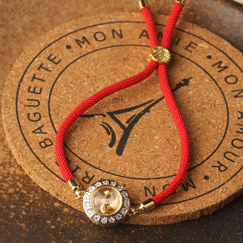 Copper Brass Feng Sheng Shui Qi Rotatable Windmill Red String Faith Braided Bracelet - Image 9