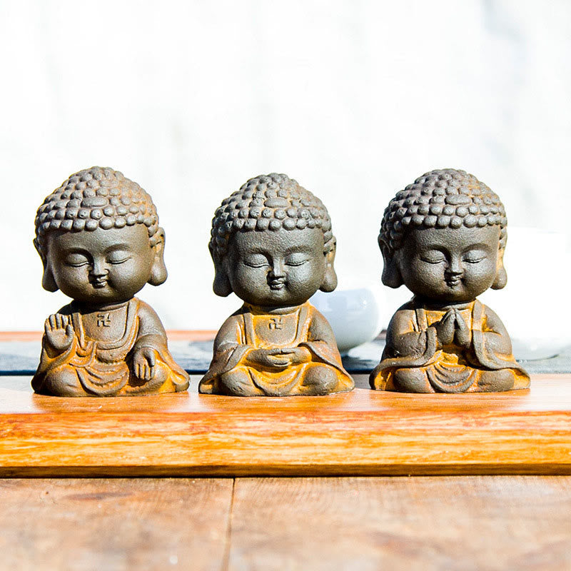 Small Meditating Buddha Iron Powder Rust Cast Resin Statue Home Decoration