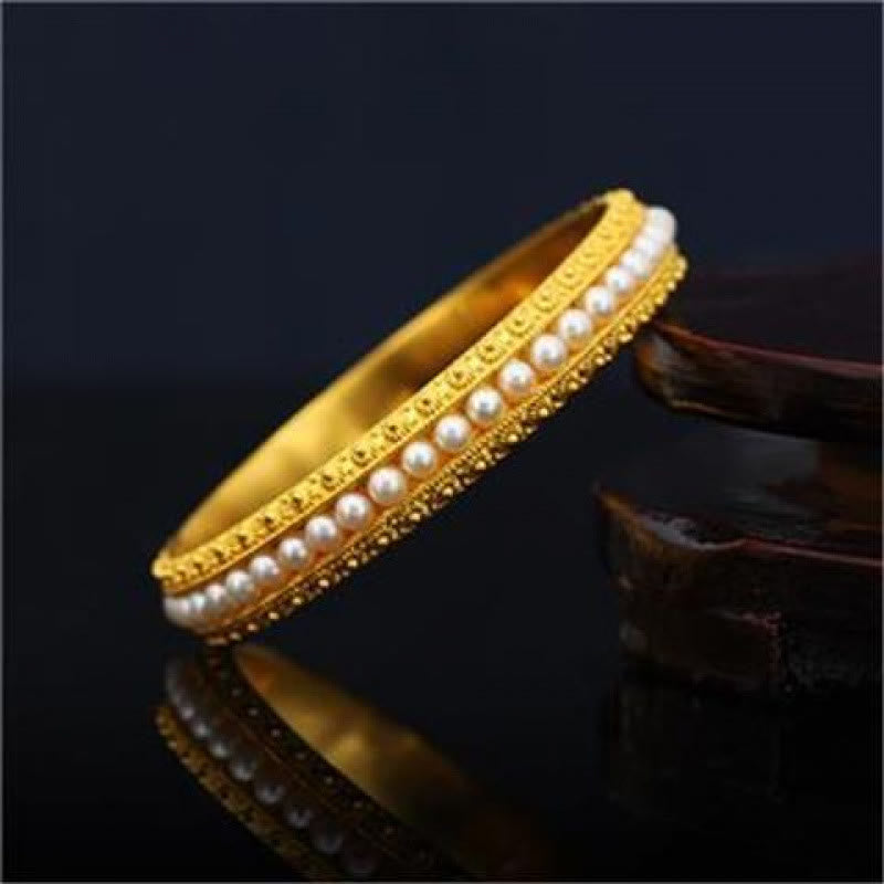 Copper Pearl Healing Cuff Half Bracelet Bangle