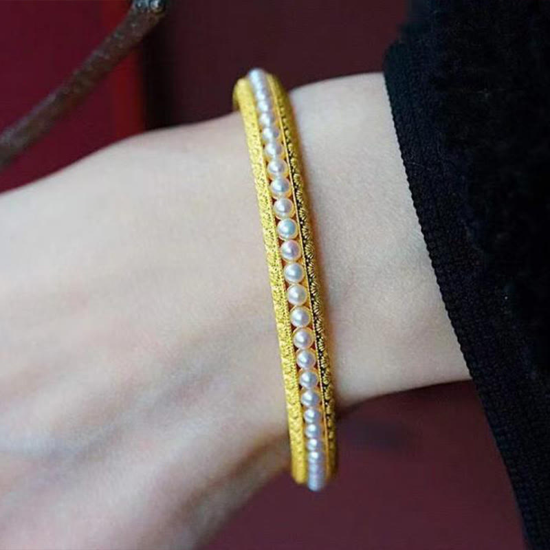 Copper Pearl Healing Cuff Half Bracelet Bangle - Image 14