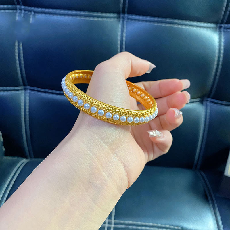 Copper Pearl Healing Cuff Half Bracelet Bangle - Image 15