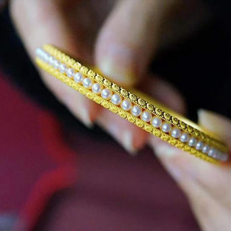 Copper Pearl Healing Cuff Half Bracelet Bangle - Image 13