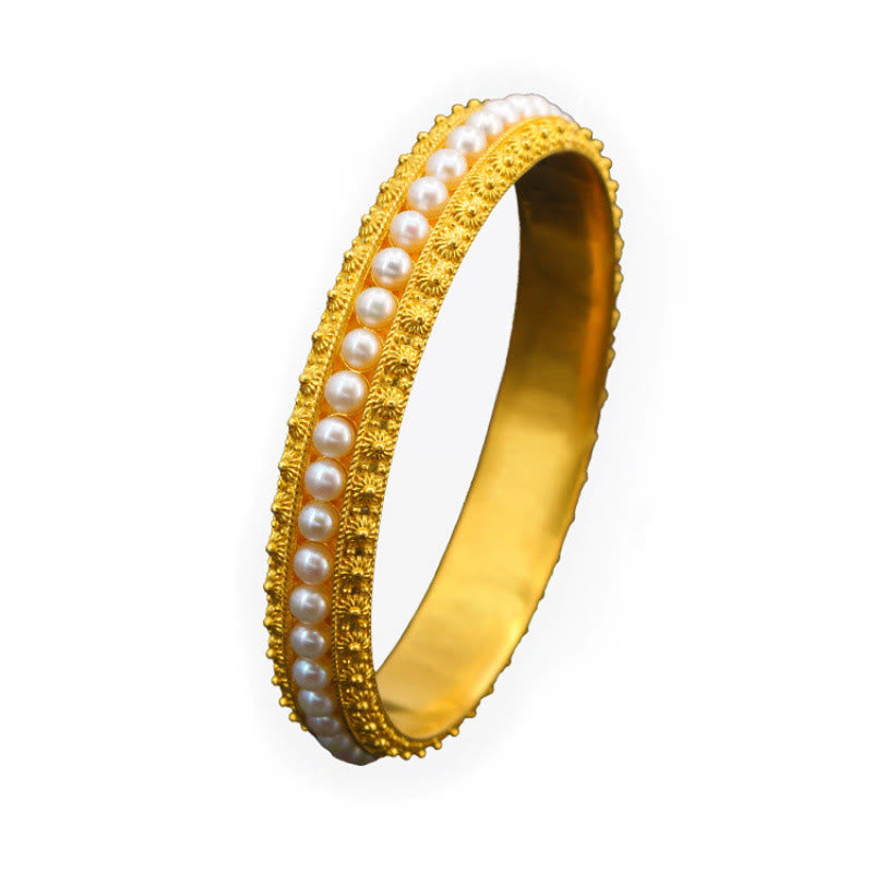 Copper Pearl Healing Cuff Half Bracelet Bangle - Image 21