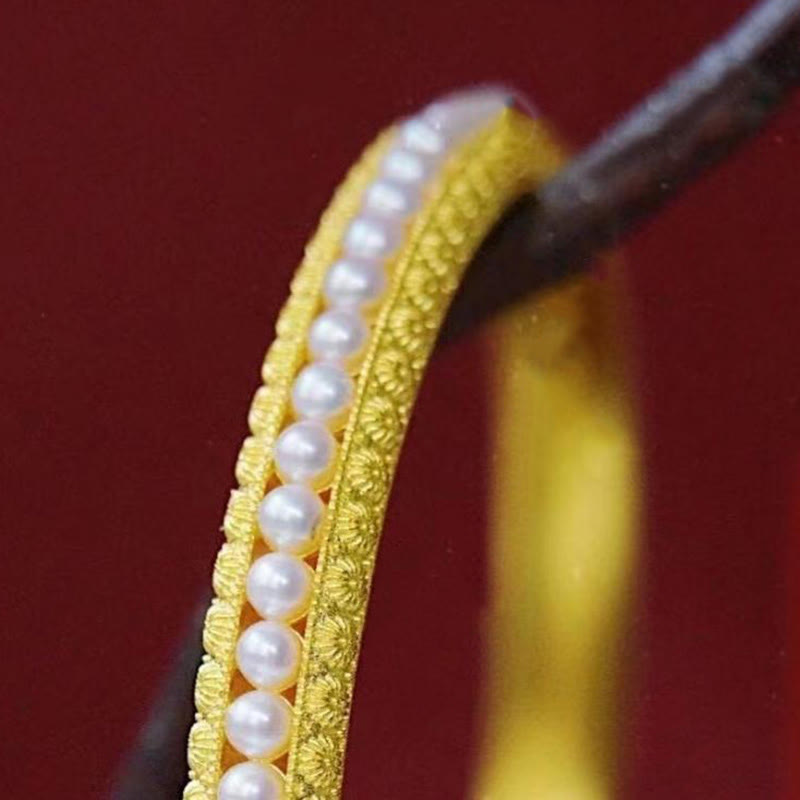 Copper Pearl Healing Cuff Half Bracelet Bangle - Image 10