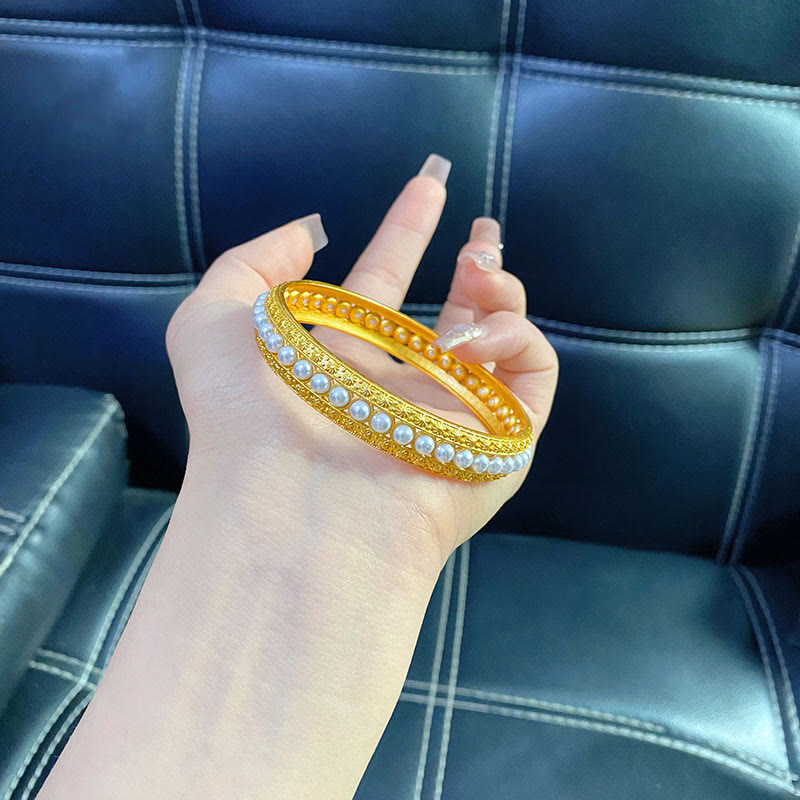 Copper Pearl Healing Cuff Half Bracelet Bangle - Image 16