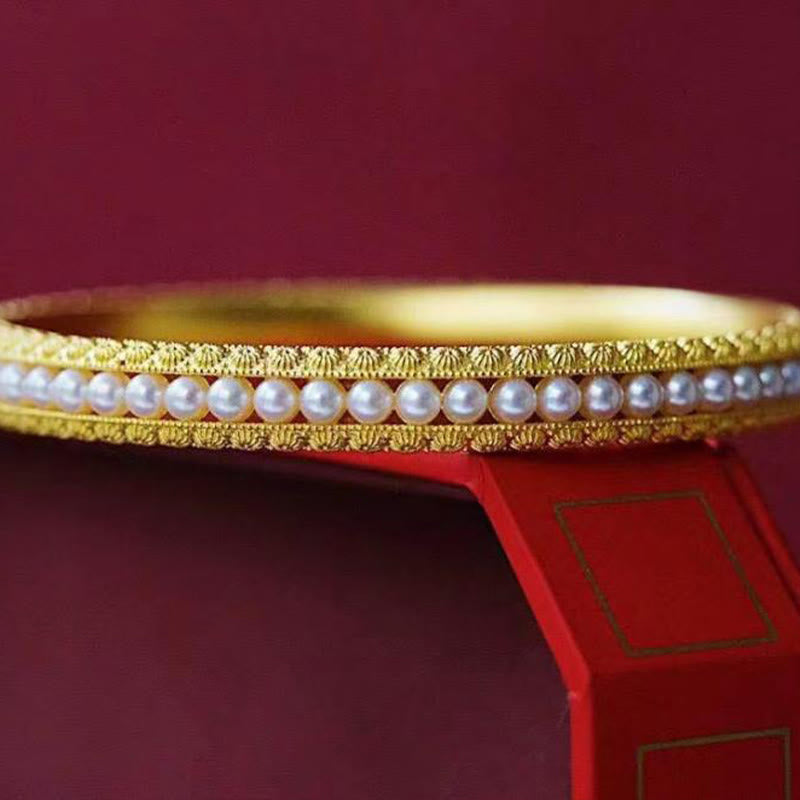 Copper Pearl Healing Cuff Half Bracelet Bangle - Image 5