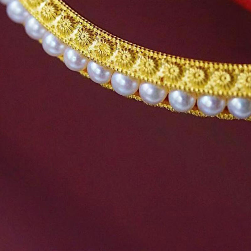 Copper Pearl Healing Cuff Half Bracelet Bangle - Image 11