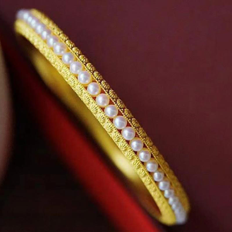 Copper Pearl Healing Cuff Half Bracelet Bangle - Image 4