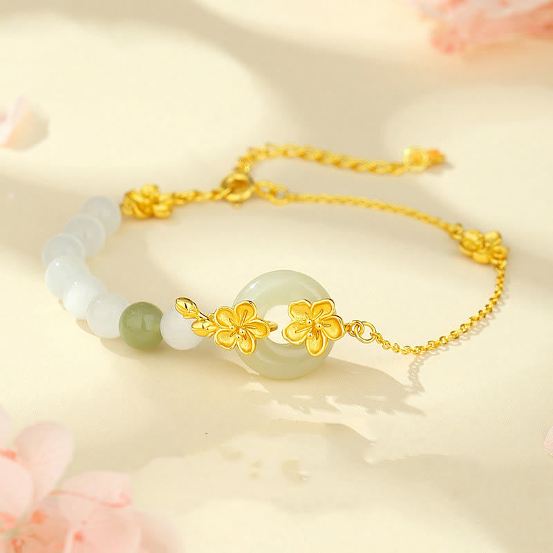 Chrysoberyl Hetian Jade 999 Sterling Silver Love Bracelet