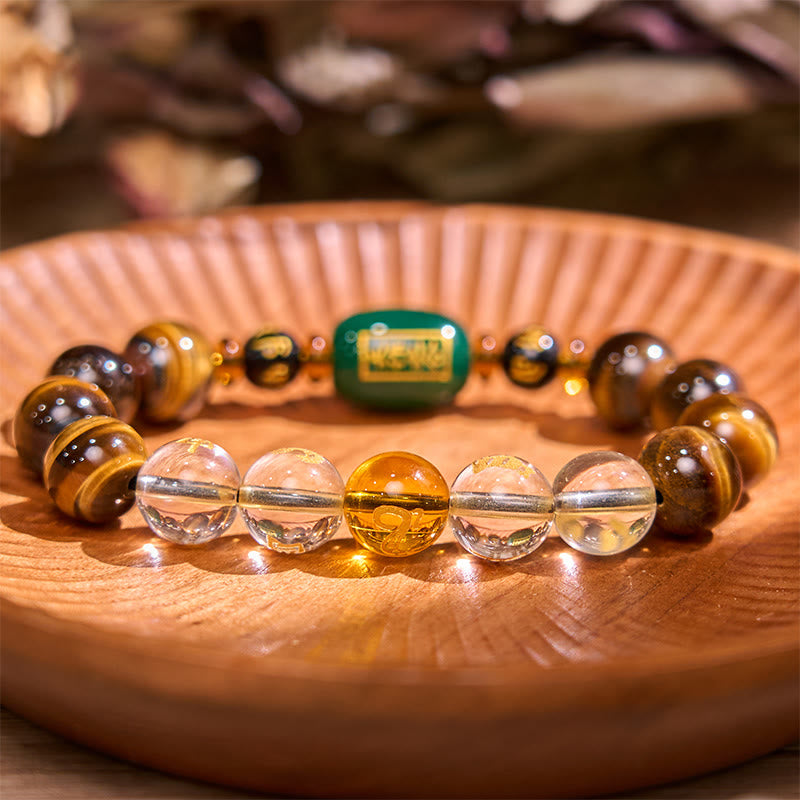 Chinese Zodiac Tiger Eye White Crystal Courage Bracelet - Image 43