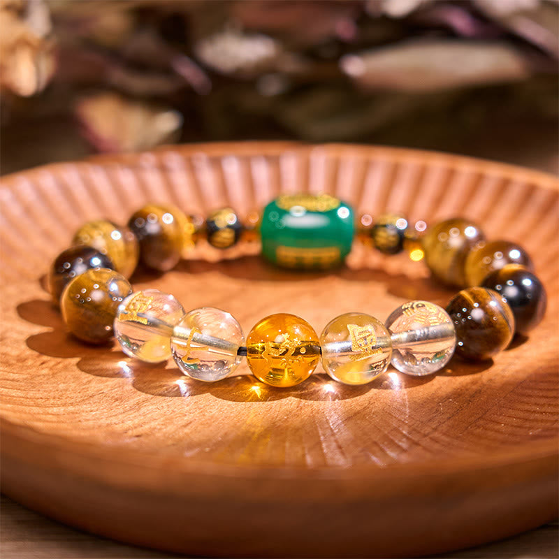 Chinese Zodiac Tiger Eye White Crystal Courage Bracelet - Image 44