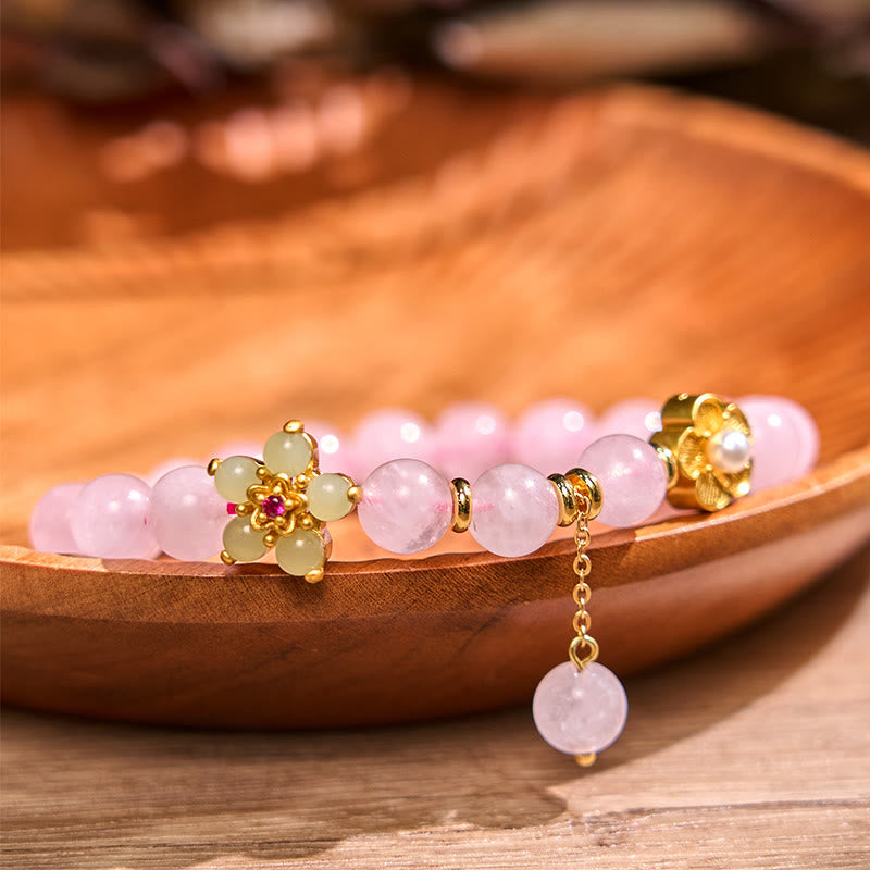 Pink Crystal Citrine Flower Warmth Bracelet