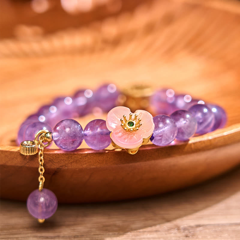 Amethyst Peach Blossom Fortune Meditation Bracelet