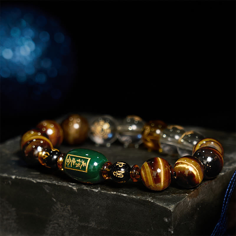 Chinese Zodiac Tiger Eye White Crystal Courage Bracelet - Image 3