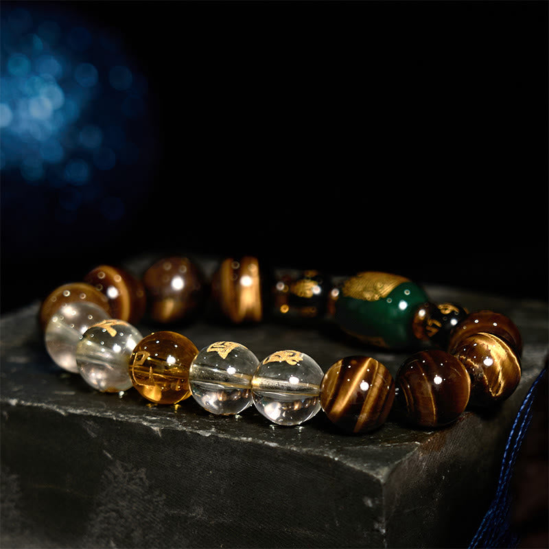 Chinese Zodiac Tiger Eye White Crystal Courage Bracelet - Image 4