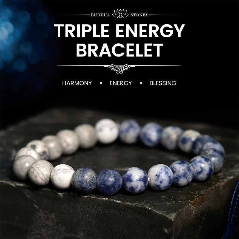 Sodalite Picasso Jasper White Turquoise Intuition Bracelet
