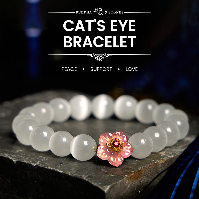Cat's Eye Chrysoberyl Flower Love Bracelet