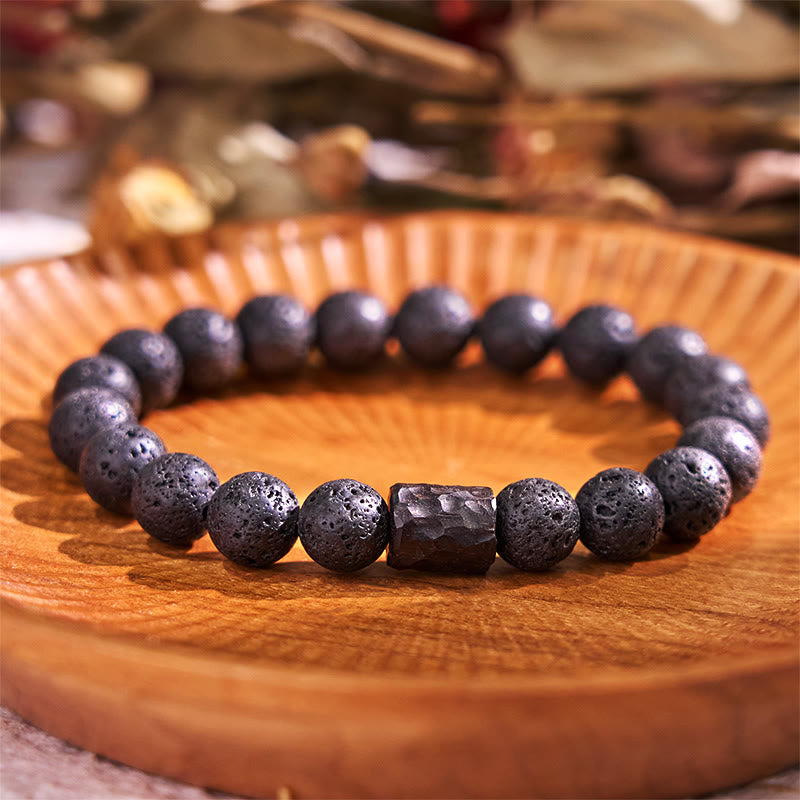 Lava Rock Ebony Wood Tiger Eye Healing Bracelet