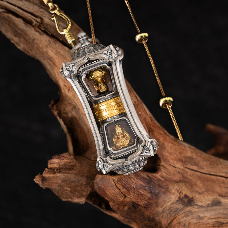 925 Sterling Silver Tibetan Zakiram Goddess of Wealth Blessing Necklace Pendant - Image 14