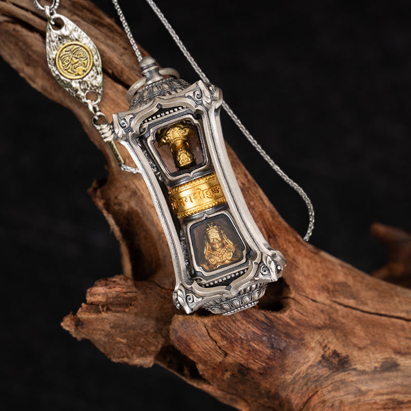 925 Sterling Silver Tibetan Zakiram Goddess of Wealth Blessing Necklace Pendant - Image 16