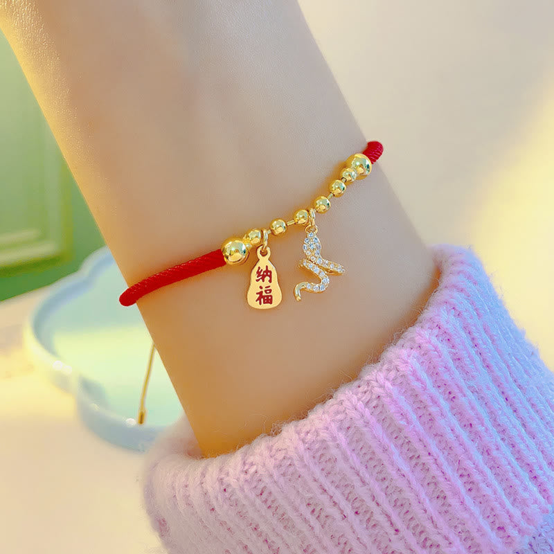 Handmade Red String Fu Character Year Of The Snake Protection Braided Bracelet - Image 6