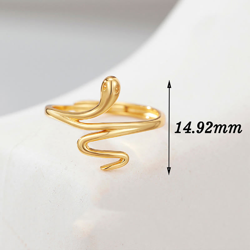 925 Sterling Silver Golden Snake Year Of The Snake Calm Balance Adjustable Ring - Image 5