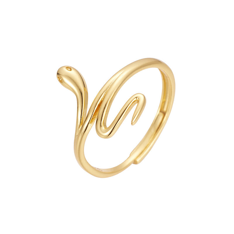 925 Sterling Silver Golden Snake Year Of The Snake Calm Balance Adjustable Ring - Image 8